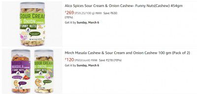 Alco Spices Flavoured Cashews at 70% off