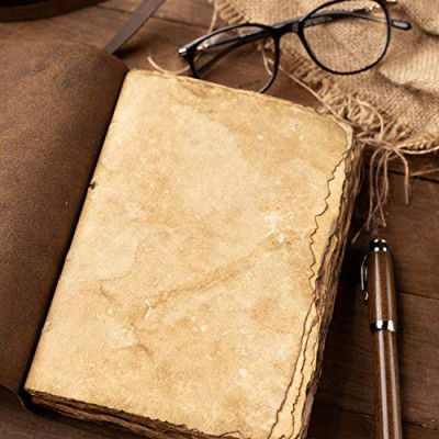 ALCRAFT Leather Journal Vintage Leather Bound Journal Handmade Antique Deckle Edge Paper Leather Sketchbook Book of Shadows Journal - Thick Journal - Vintage Journal for Men and Women- 7 x 5 Inches