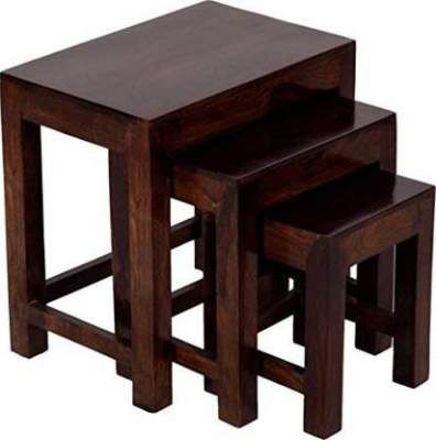 Allie Wood Sheesham Wood Solid Wood Nesting Table (Finish Color - Walnut Brown, Set of - 3)