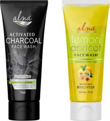 Alna Care Charcoal activated With Lemon apricot Face wash | Combo Face Wash  (150 ml)