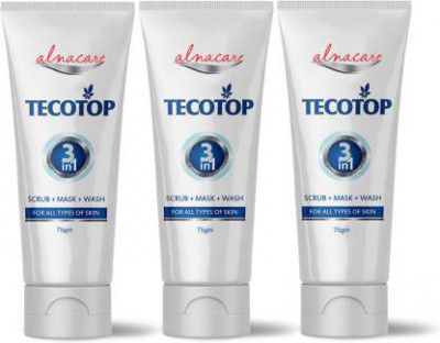 Alna Care Tecotop 3in1 Facewash|Scrub+ Mask+ Wash||Mini Facial Kit||75 Gms|Combo Pack Of 3 Face Wash  (225 g)