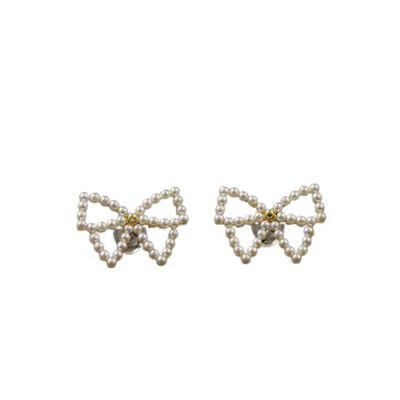 Alysa White Pearl Butterfly Studs Handmade Beaded Statement Lightweight Earrings For Women & Girls