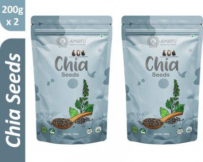 AMAYU Raw Organic with Omega 3, Zinc & Fiber | Calcium Weight Loss & Eating Combo Chia Seeds (400 g, Pack of 2)