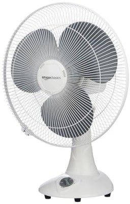 amazon basics 16-Inch Table Fan | Tilting Head | 1400 RPM | Silent Operation | 400mm Sweep Length (Grey)