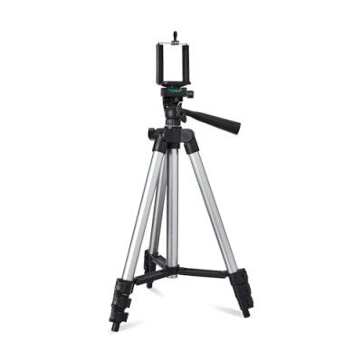 Amazon Basics 3110 Aluminium Lightweight Tripod with Mobile Phone Holder, 3-Way Pan Head | for All Smart Phones, Cameras, Ring Lights, Panel Reflectors, Umbrellas & Flashlights with Carry Bag, 110 cm