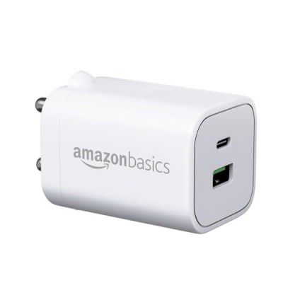 Amazon Basics 33W GaN Wall Adapter | Mobile Charger | Fast Charging for iPhone, iPads, Android Phones | 9-Layer Circuit Protection | BIS Certified (White)