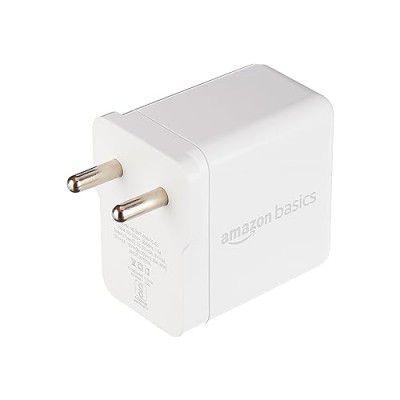 Amazon Basics 45W Compact Wall Charger | Type-C Fast Charging Adapter White, Without Cable)