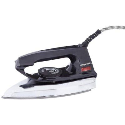 Amazon Basics 750 Watt Dry Iron with Non-Stick Soleplate (Black)