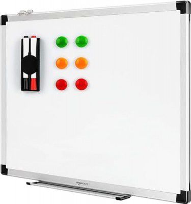 amazon basics Aluminum Whiteboard Drywipe Magnetic With Pen Tray And Aluminium Trim