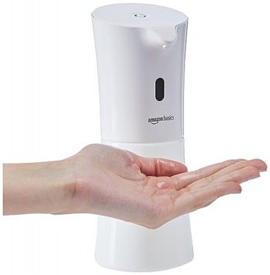 Amazon Basics Automatic Sanitiser Spray Dispenser, Infrared Technology, Instant Dispensing, Battery-Powered (500 Ml, White)