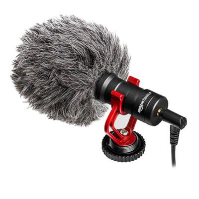 Amazon Basics Cardioid Shotgun Auxiliary Microphone | Real Time Monitoring Compatible