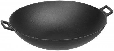 Amazon Basics Cast Iron Heavy Duty Pre-Seasoned Wok Pan (14inch)