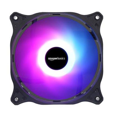 Amazon Basics Computer case Fan, RGB, Hybro Bearing, Silent Cooling, EVA Padding, Black