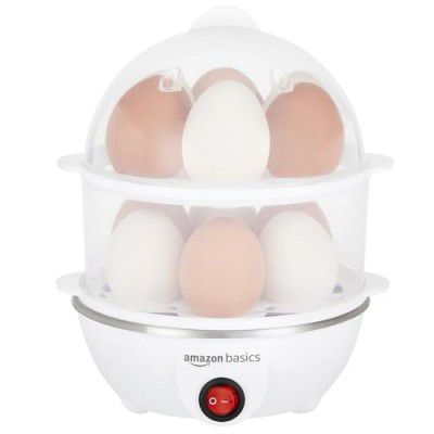 Amazon Basics Double Decker Plastic Egg Boiler | Stainless Steel Heating Plate