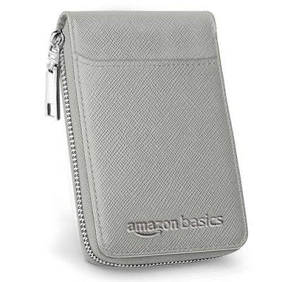 amazon basics Faux Leather Debit & Credit Card Holder | 9 Slots | Zipper Closure | for Men & Women