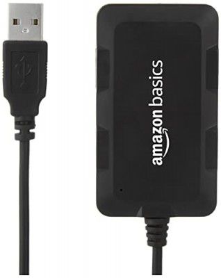 Amazon Basics Hi-Speed 4 Port Ultra Slim USB 2.0 Hub for Laptops and Computers (Black)