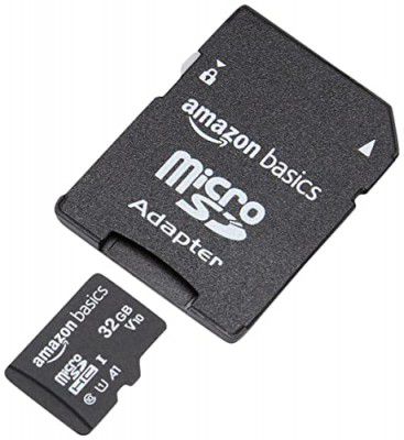 Amazon Basics MicroSDHC Memory Card with Full Size Adapter, A1, U1, Read Speed up to 98 MB/s, 32GB, Black