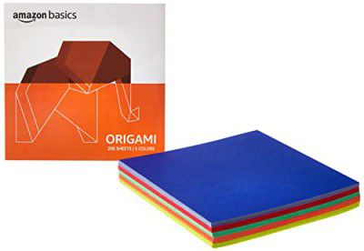 amazon basics Origami Paper, 5 Colors, 200 Sheets