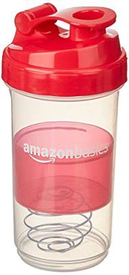 amazon basics Sports Shaker Bottle with Storage Compartment and Blender Ball