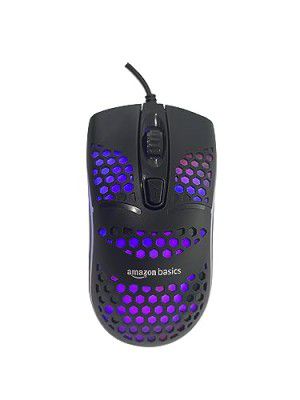 Amazon Basics Wired Gaming Mouse with rainbow backlight I 4 preprogrammed buttons I 3600 DPI