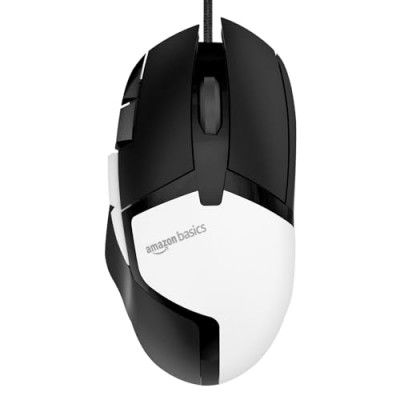 Amazon Basics Wired Gaming Mouse, 4000 Dpi, Lightweight, 8 Programmable Buttons, 500 IPS High-Speed Tracking, 1.6M Length USB Cable, for Gaming Pc, Computer, Laptop, Mac (Black)