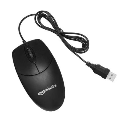 Amazon Basics Wired Mouse | 1000 DPI Optical Sensor (Black)