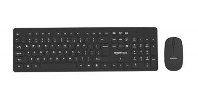 Amazon Basics Wireless Keyboard and Mouse Combo | 1000 DPI Mouse | 104 Rounded Silent Keys | (Black)