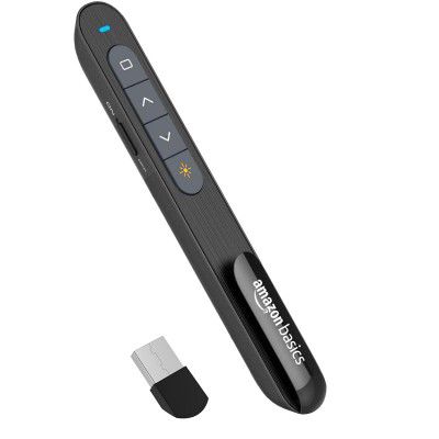 Wireless USB Laser Flip Pen with Clip, 2.4 GHz, to Control Presentations (Battery Not Included)