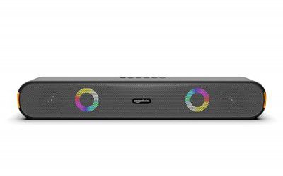 amazon basics X12R 16W Bluetooth Soundbar with 2000 mAh Battery | 2X Bass | Up to 10 hrs of Playback | RGB Lights | Bluetooth 5.3, Aux & USB Connectivity (Black)