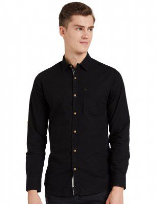 Amazon Brand - INKAST Men's Solid Slim Casual Shirt (IN-S-34Z_Black XL)