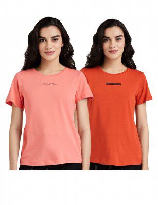 Amazon Brand - INKAST Women's Cotton Regular Fit T-Shirt (Pack of 2)