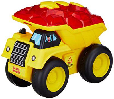 Amazon Brand - Jam & Honey - Friction Toy Car | Dumper Truck | Push and Go Vehicle for Boys/Girls | 4 Wheel Drive | Yellow