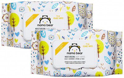 Amazon Brand - Mama Bear Premium Moisturizing Baby Wet Wipes - 72 wipes/pack (Pack of 2, With Lid)