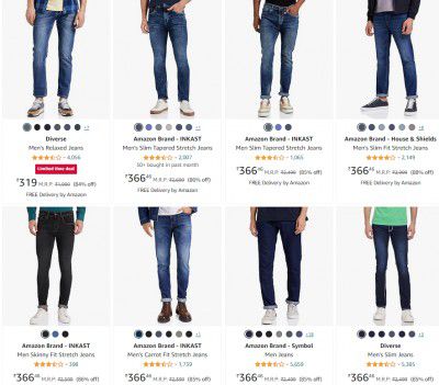 89% Off on Amazon Brand Men's Jeans | Starts @309