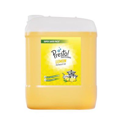 Amazon Brand - Presto! 10 Liter Professional Lemon Dishwash Gel | Cuts Tough Grease | Safe on Hands