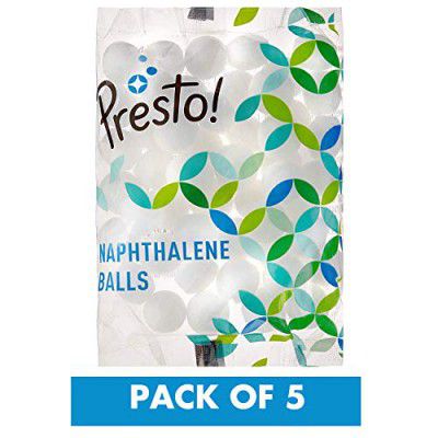 Amazon Brand - Presto! Naphthalene Balls - 1 Kg | 200 gms x 5 packs |Insect Repellant | Ideal for Cupboards, Bookshelves and Toilets