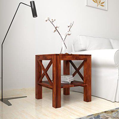 Amazon Brand - Solimo Abduco Side Table with 1 Open Shelf (Sheesham Wood, Honey Finish)