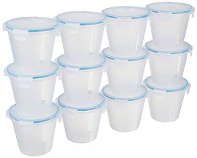 Amazon Brand - Solimo Airtight Plastic Storage Containers, Set of 12, 1L, Blue