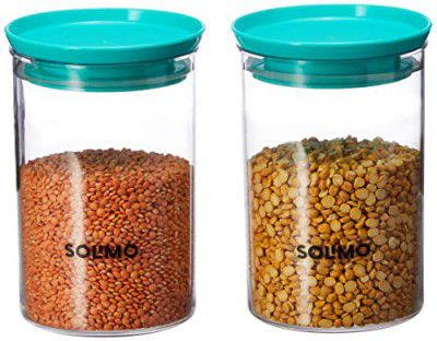 Amazon Brand - Solimo Airtight Plastic Storage Containers, Set of 2 (900 ml each) (Blue)