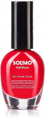 Amazon Brand - Solimo Bright Red Nail Polish, Toxin-Free, Quick Drying, Glossy Finish, 12 ml