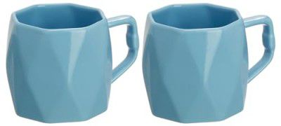 Amazon Brand - Solimo Ceramic Coffee Mugs | 100% Food Grade | Microwave Safe (380 ml, Set of 2, Sky Blue)