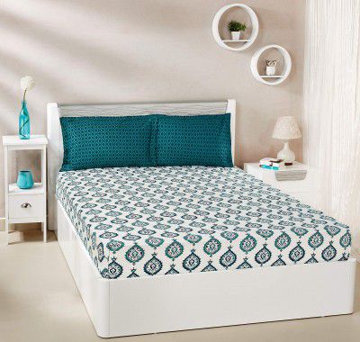 Amazon Brand - Solimo Damask Dreams 144 TC 100% Cotton Double Bedsheet with 2 Pillow Covers