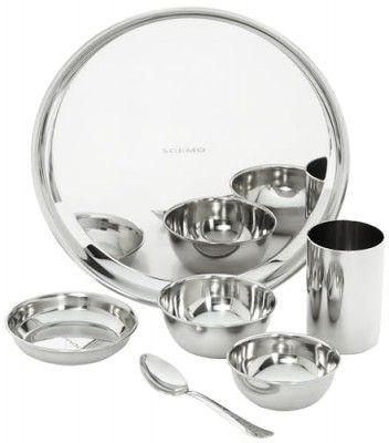 Amazon Brand - Solimo Dinner Set | Stainless Steel | Mirror Finish | Set of 6