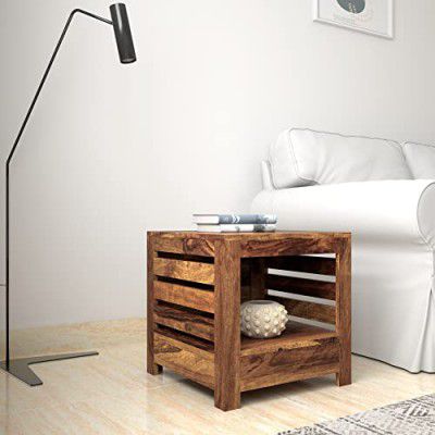 Amazon Brand - Solimo Dunris Bedside Table with 1 Drawer and Open Storage (Sheesham Wood, Natural Finish)