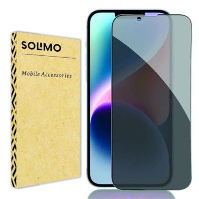 Amazon Brand - Solimo Edge to Edge Privacy Tempered Glass for iPhone 14, iPhone 13 and 13 Pro (6.1 Inch) with Easy Self Installation Kit | Black