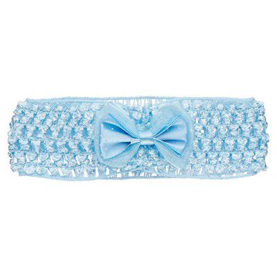 Amazon Brand - Solimo Elastic Hair Bands with Blue Bow, Pack of 2 for Kids