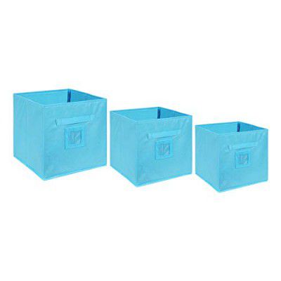 Amazon Brand - Solimo Fabric Storage Box Set, 3 Piece, Medical Blue