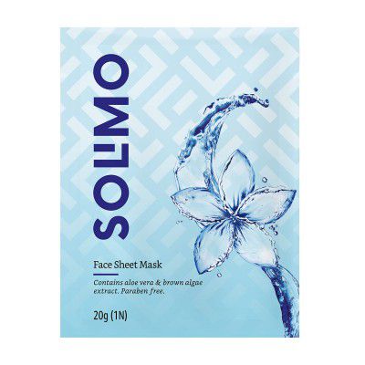 Amazon Brand - Solimo Face Sheet Mask with Aloe Vera and Brown Algae extracts