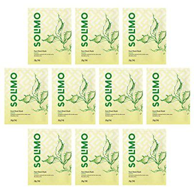 Amazon Brand - Solimo Face Sheet Mask with Natural Oils and Aloe Vera (Pack of 10)