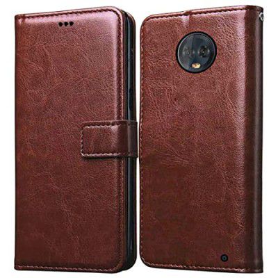 Amazon Brand-Solimo Flip for Motorola Moto G6 Plus (Leather_Brown)